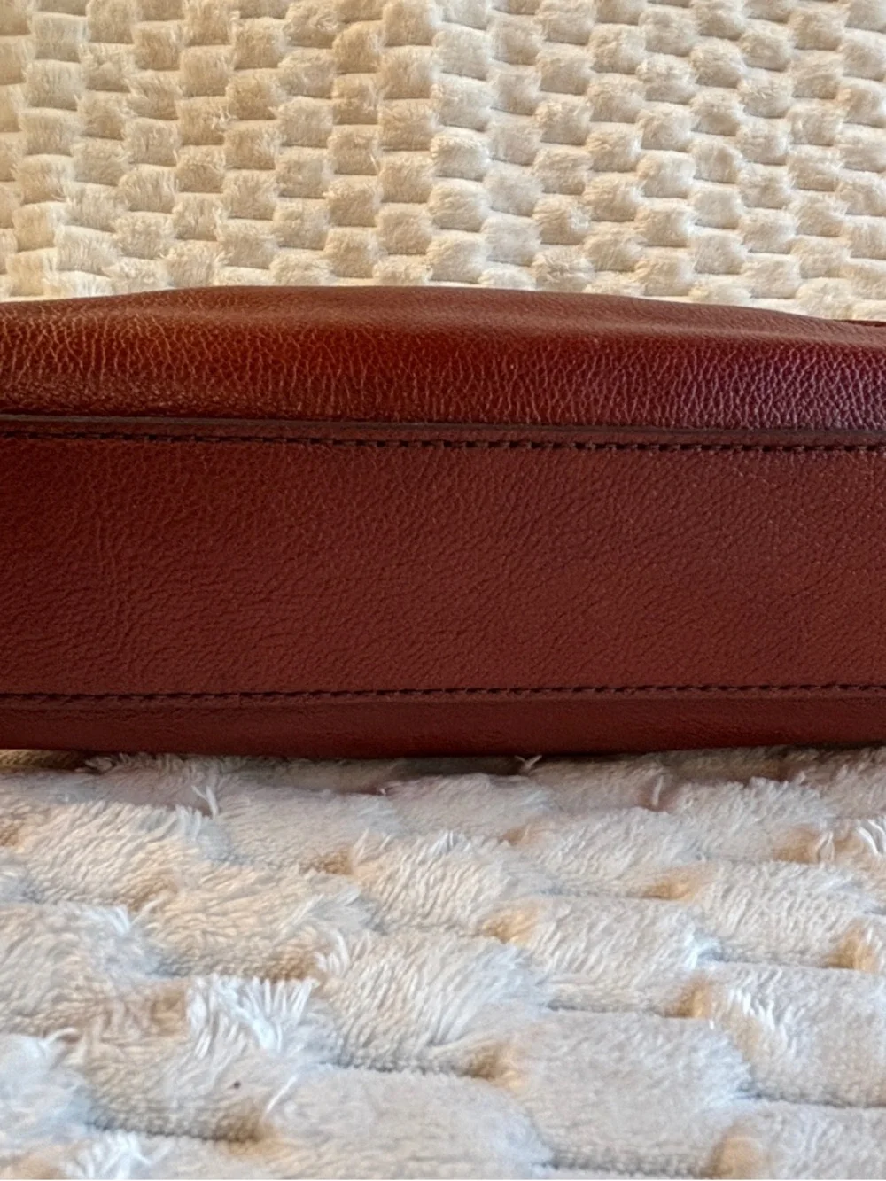 Fossil Brown Pebbled Leather Shoulder Bag Crossbody Zip Pocket